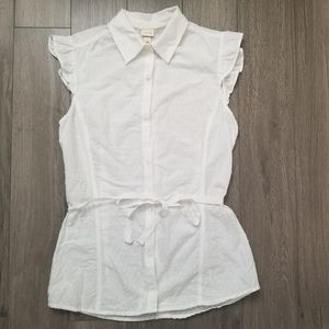 Merona white button down blouse with ribbon tie